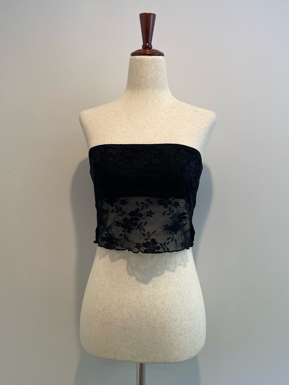 Black Lace Strapless Bandeau Tube Top